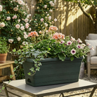 Jardineira Média em Plástico 18x42cm com Prato Verde Militar Porto West Garden