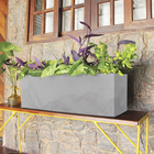Jardineira Plástico Quadrada Flat Cinza 15x57cm Japi