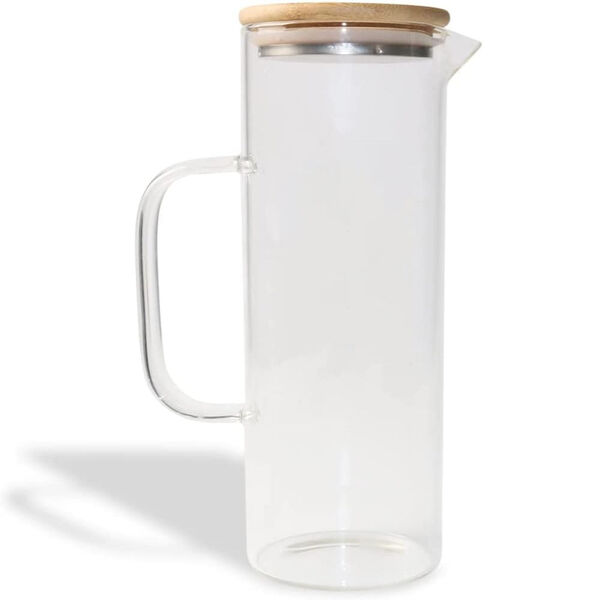 Jarra De Vidro 1 Litro Com Tampa De Bambu