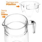 Jarra De Vidro  Para Suco E Água Com Tampa Transparente 1,4l