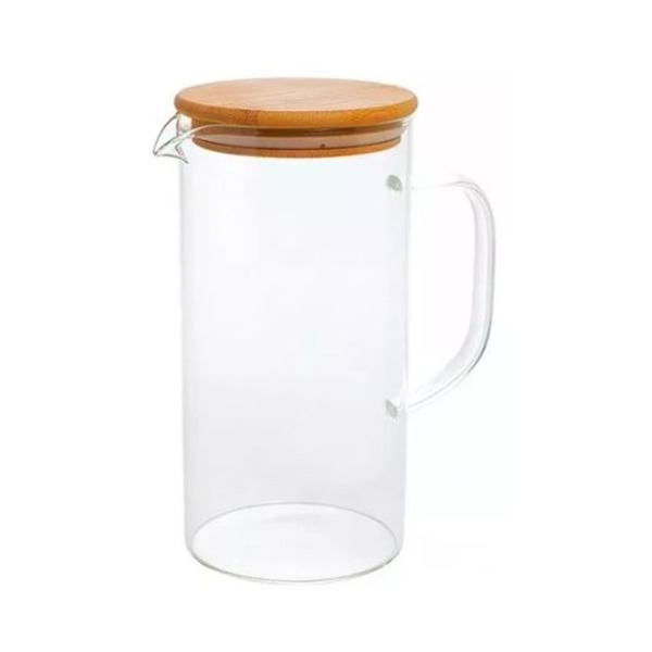 Jarra De Vidro Borossilicato Com Tampa Bambu 1litro