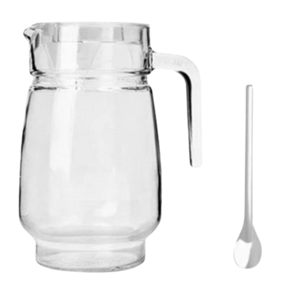 Jarra De Vidro Lisa Com Tampa 1,8l Litros + Colher Bailarina