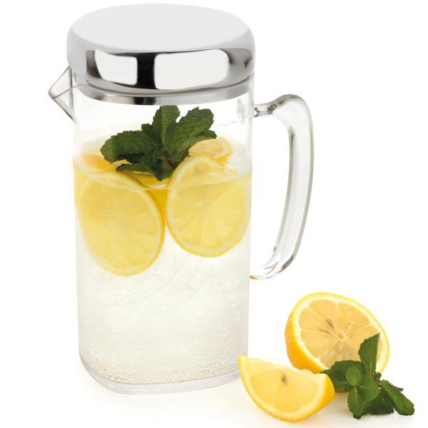 Jarra Quadrada 1,5l Acrílico Tampa Inox Jarro Água Suco Visio