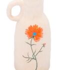 Jarro Decorativo De Cerâmica Flor Laranja Trento 12x10x23,5cm