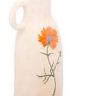 Jarro Decorativo De Cerâmica Flor Laranja Trento 12x10x23,5cm