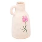 Jarro Decorativo De Cerâmica Flor Roxa Trento 8,5x7x14cm