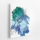 Jesus Cristo Arte Aquarela Azul Verde Quadro Canvas 120x80cm