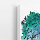 Jesus Cristo Arte Aquarela Azul Verde Quadro Canvas 60x40cm