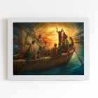 Jesus Cristo Barco Religioso Quadro Moldura Branca 60x40cm