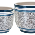 Jg 2pç Cachepô Vaso Decorativo Planta Cerâmica Azul