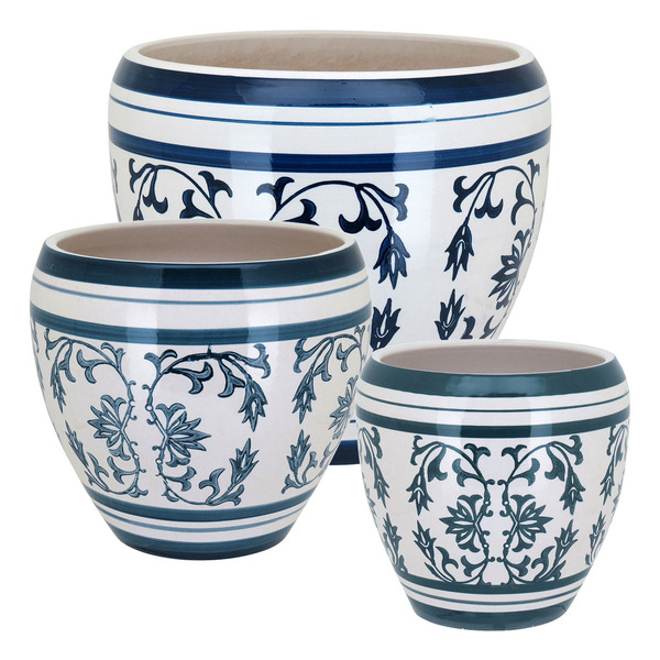 Jg 3pç Cachepô Vaso Decorativo Planta Cerâmica Colorido