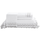 Jg Cama King 300fios Cristal Renda Luana 4pc A  Branco