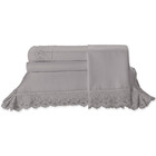 Jg Cama Queen 300fios Cristal Renda Sahar 4pc A  Bege