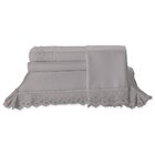 Jg Cama Queen 300fios Cristal Renda Sahar 4pc A  Bege