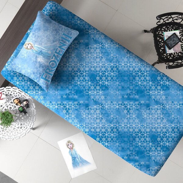 Jg De Cama 2 Pçs Infantil Portallar Disney Frozen Azul Malha