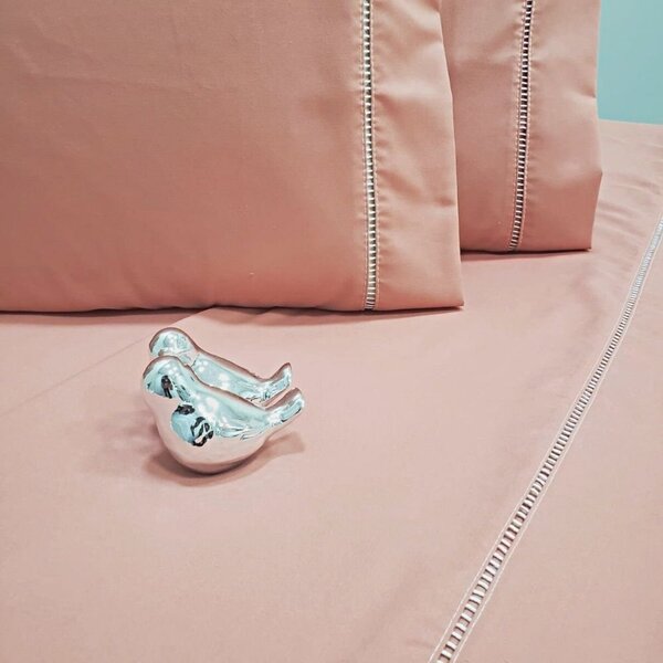 Jg Lençol 400 Fios Casal P.palito 4pcs Salmão Corte Interno