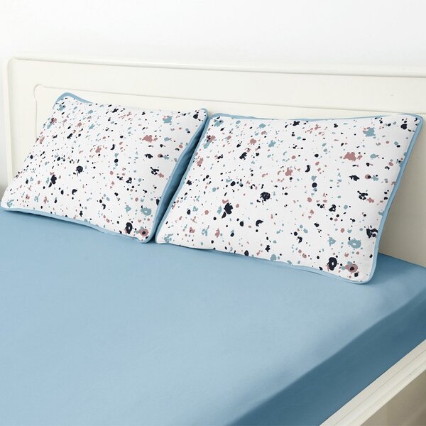 Jg Lençol 4 Pçs Casal Tecebem Alegria Malha 100% Algodão Azul