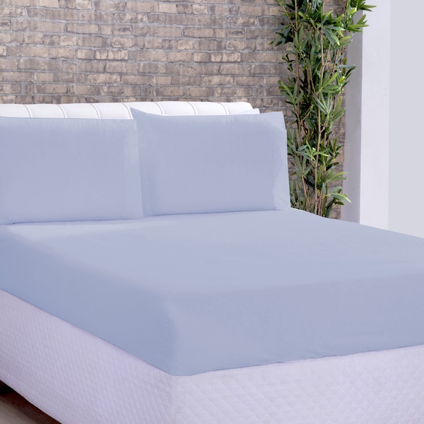 Jg Lençol Microfibra Casal 03 Pçs Azul