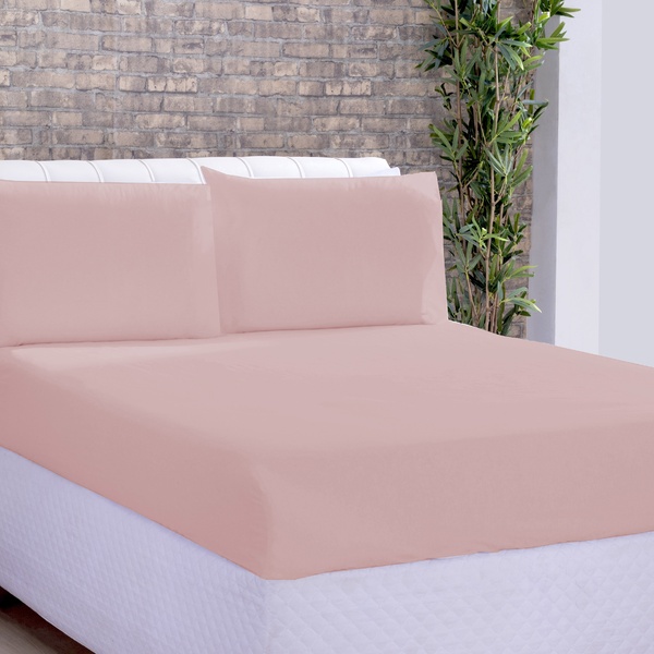 Jg Lençol Microfibra Casal 03 Pçs Rosê