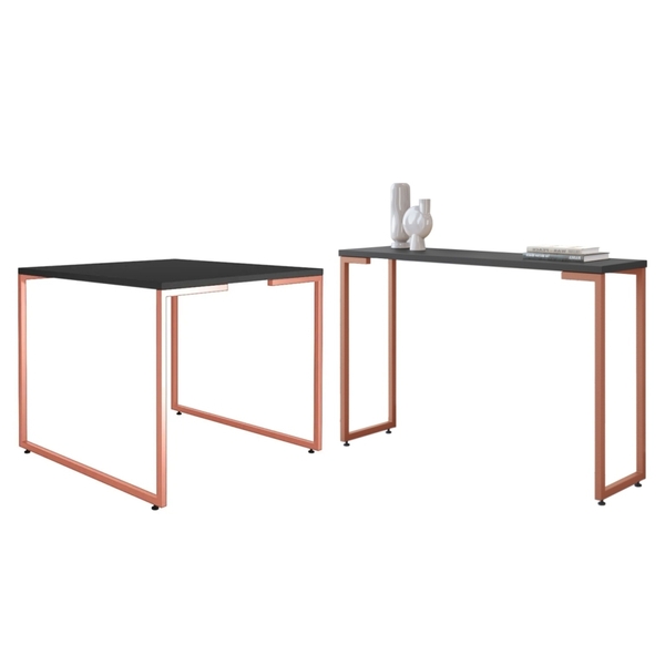 Jodo De Mesa Quadrada E Aparador Apolo Preto Cobre