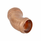Joelho 45° Cobre Liso Água Quente e Fria 15mm ou 1/2" Ramo