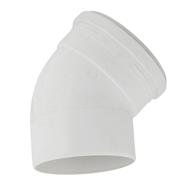 Joelho 45° PVC para Esgoto 150mm ou 6" Tigre