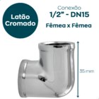 Joelho Cotovelo 1/2 Pol Curva Metal Cromado Rosca Femea X Fem