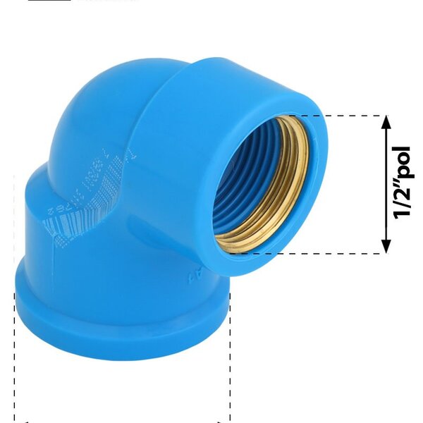 Joelho Soldável 90º Krona Com Bucha Latão 25x1/2 Azul - Embalagem