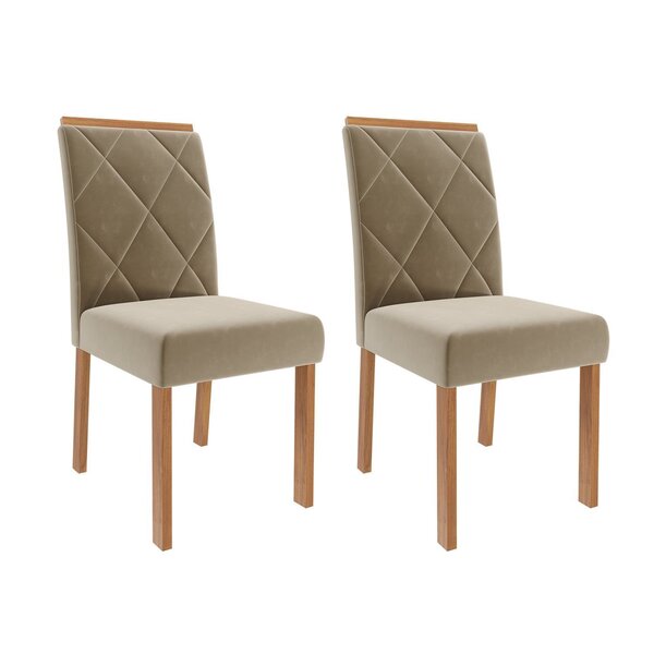 Jogo 02 Cadeiras Para Sala De Jantar Fernanda Wood Madeira/jo