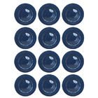 Jogo 12 Pratos Raso Cerâmica Azul 26cm Class Home