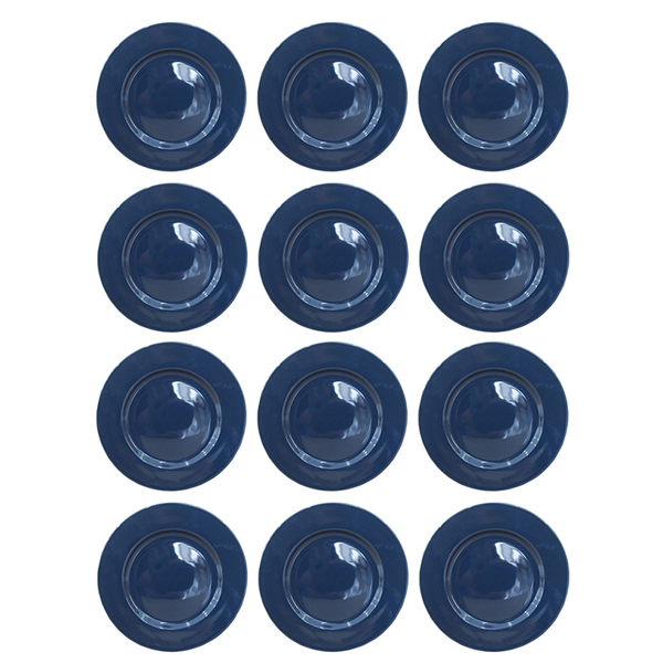 Jogo 12 Pratos Raso Cerâmica Azul 26cm Class Home