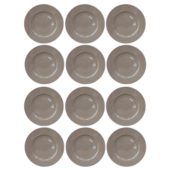 Jogo 12 Pratos Raso Cerâmica Nude 26cm Class Home