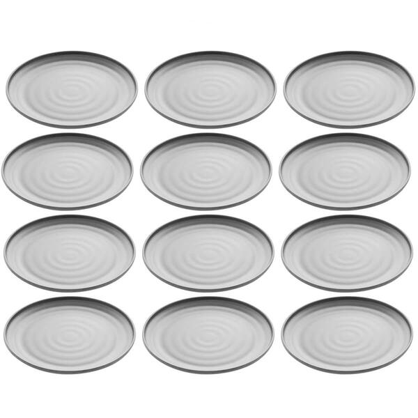 Jogo 12 Pratos Rasos Pretos Melamina 25,5cm Restaurante Bar S