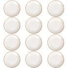 Jogo 12 Pratos Rústicos Tramontina Rasos Marrom Em Porcelana