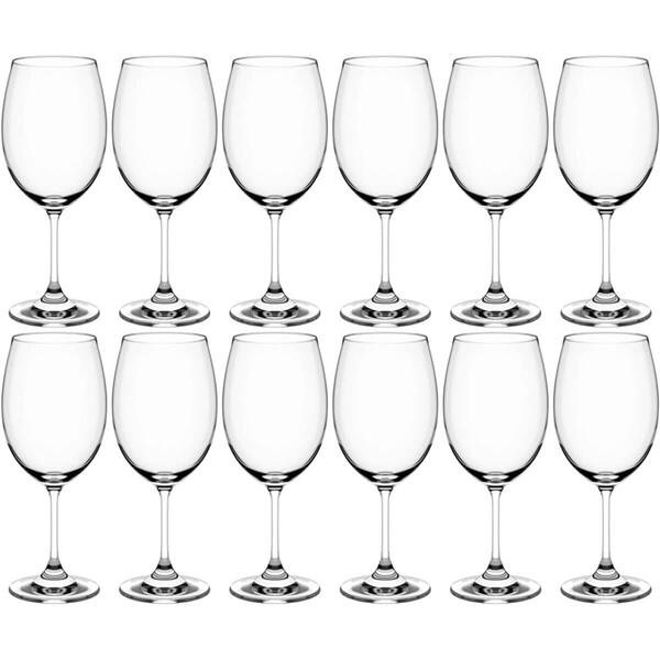 Jogo 12 Taças Sense De Vidro Cristal 450ml Transparente Para