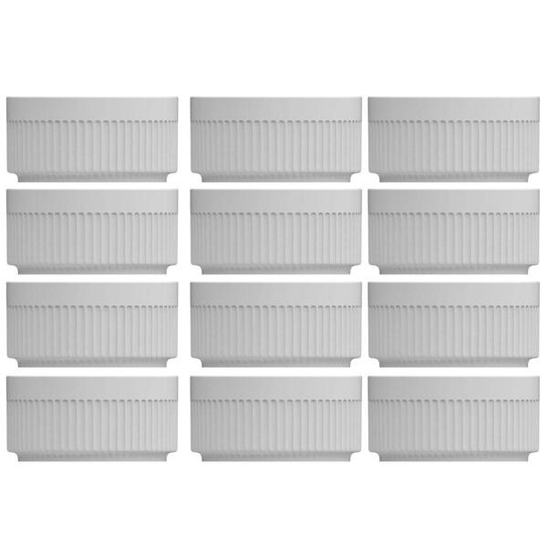 Jogo 12 Tigelas Ramekins De Porcelana 240ml Canelado Médio Ge