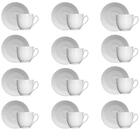 Jogo 12 Xícaras 75ml Café Com Pires Germer Porcelana Branca C