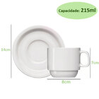 Jogo 12 Xícaras De Chá Com Pires De Porcelana 215ml Classe Ún