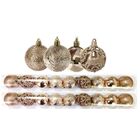 Jogo 18 Bolas Natal Mista Textura Arabescos Rena Champagne 6c