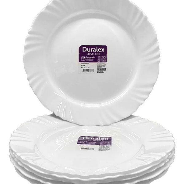 Jogo 24 Pratos Opaline Pétala Raso 25,5cm Nadir Duralex