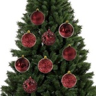 Jogo 27 Bolas Natal Mista Textura Arabescos Rena Vinho 8cm -