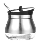 Jogo 2 Açucareiro De Vidro Revestido Em Aço Inox Com Colher.