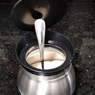 Jogo 2 Açucareiro De Vidro Revestido Em Aço Inox Com Colher.