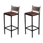 Jogo 2 Banqueta Alta Cozinha Balcão Ratan Industrial Assento