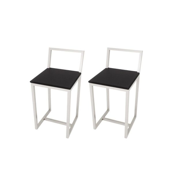 Jogo 2 Banqueta Baixa Para Cozinha Branca Assento Estofado In