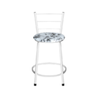 Jogo 2 Banqueta Baixa Para Cozinha Epoxi Branca Estofado Flor