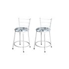 Jogo 2 Banqueta Baixa Para Cozinha Epoxi Branca Estofado Flor