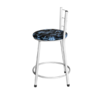 Jogo 2 Banqueta Baixa Para Cozinha Epoxi Branca Estofado Flor