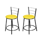 Jogo 2 Banqueta Baixa Para Cozinha Epoxi Craqueada Assento Es