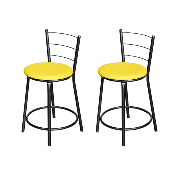 Jogo 2 Banqueta Baixa Para Cozinha Epoxi Craqueada Assento Es